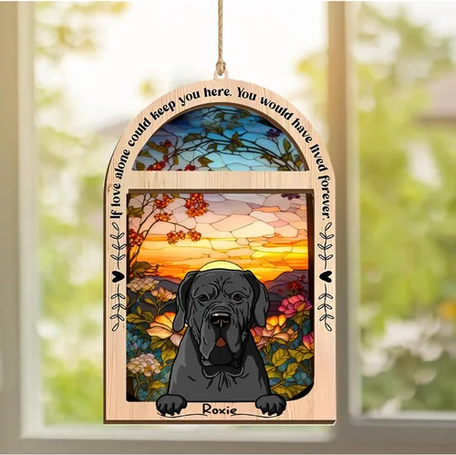 Vista 8 de LOVELYPOD Adorno de Navidad personalizado de sabueso afgano, atrapasoles con nombre, regalos de pérdida de mascotas, regalos para amantes