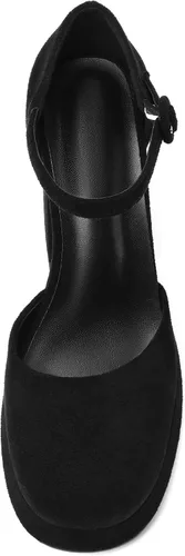Vista 3 de Joseywade Plataforma Mary Janes - Zapatos de tacón grueso para mujer, puntera redonda cerrada, correa de tobillo de 4 pulgadas, zapatos de tacón alto