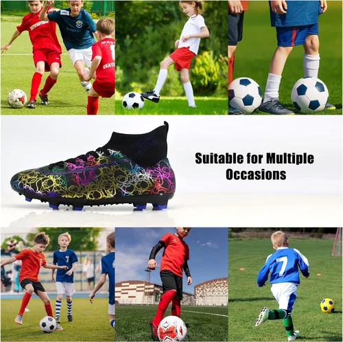 Vista 5 de Juzecx Tacos de fútbol para hombre y mujer, zapatos de fútbol de alta calidad, botas de fútbol para niños grandes, tenis de entrenamiento