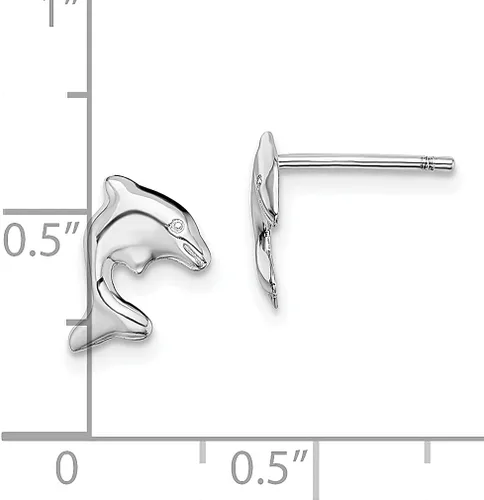 Vista 4 de Aretes náuticos de plata de ley 925 con diseño de delfín marino y peces marinos, para la playa, animales y la vida animal fina para mujeres, regalos