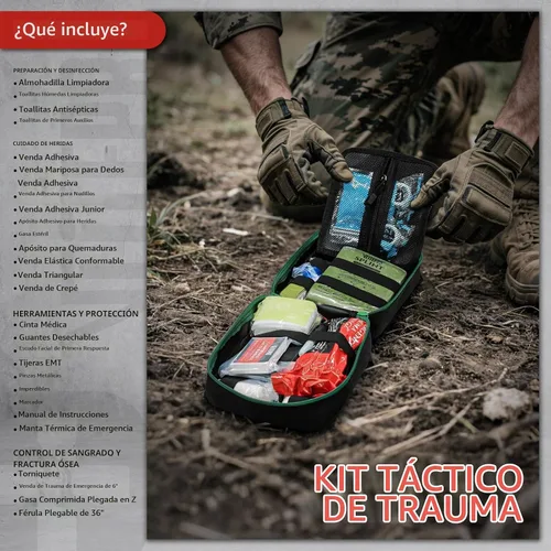Vista 2 de Kit de primeros auxilios de supervivencia - Kit de trauma IFAK con vendaje de trauma, férula, torniquete, cuidado de heridas, control de sangrado