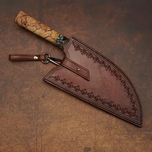Vista 5 de Cuchillo de cocina chino de acero Skd11 forjado, cortador de mano profesional de 8.5 pulgadas, picador afilado de alta dureza, para carne y verduras