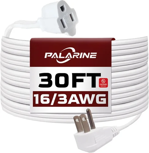 Vista 26 de Cable de extensión de enchufe plano negro de 3 pies, cable de alimentación resistente calibre 16