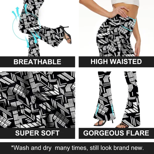 Vista 98 de TNNZEET Leggings acampanados negros para mujer, pantalones de yoga cruzados con bolsillos, corte de bota, leggings acampanados