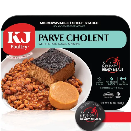 Vista 9 de KJ Poultry Kosher Parve Ready Meals - Cholent MRE Meals listas para comer, halal, (paquete de 12) preparadas para entrada totalmente cocida, estable