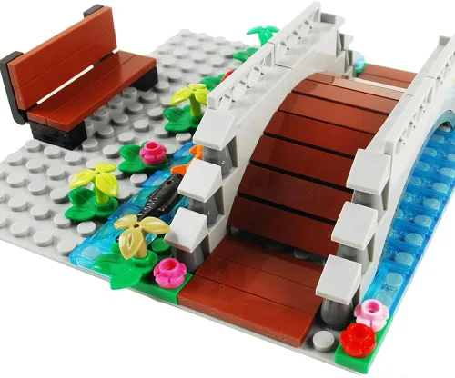 Vista 7 de BAENRCY Arch Bridge - Bloques de construcción para estanque, accesorios de fuente, juego de calles, kit de ladrillos de construcción, juego de Grande