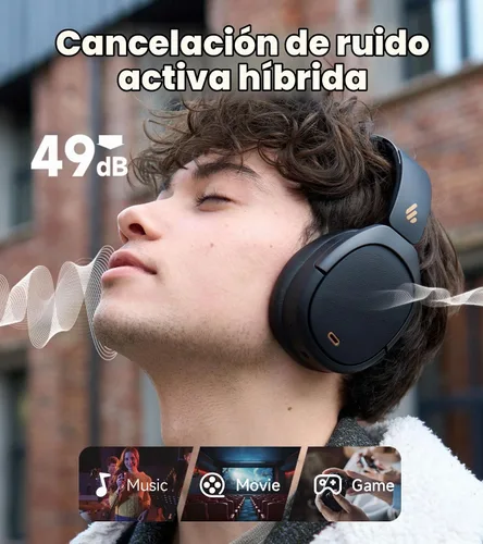 Vista 2 de Edifier W80 - Auriculares sobre la oreja con cancelación activa de ruido de Negro