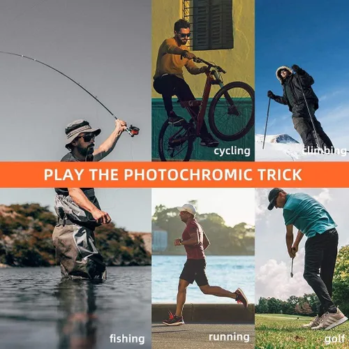 Vista 6 de ROCKBROS Gafas de sol fotocromáticas para hombres y mujeres, gafas de ciclismo deportivas, protección UV, resistentes al viento, gafas de bicicleta
