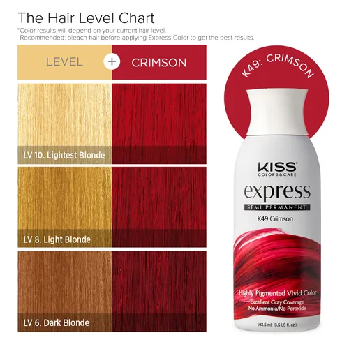Vista 4 de Kiss: Express - Tinte semipermanente para el cabello, Crimson K49-Crimson