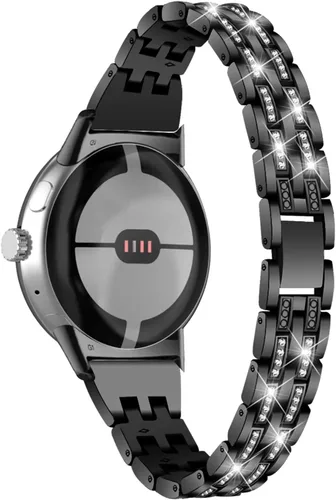 Vista 2 de FitTurn - Correa compatible con Google Pixel Watch 5, 4, 3, 1.61 pulgadas, reloj 2 1, correa de metal con diamantes brillantes para mujer, correa