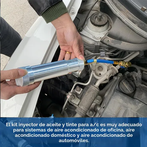 Vista 9 de Kit de Inyector de Aceite y Tinte de AC Boltigen, Herramientas de Inyección de Aceite y Tinte de A/C con Acoplados Rápidos Ajustables R134a R1234YF