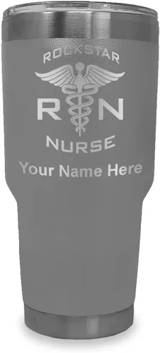 Vista 39 de LaserGram RN Rockstar - Vaso aislado al vacío de 20 onzas, grabado personalizado incluido (negro)