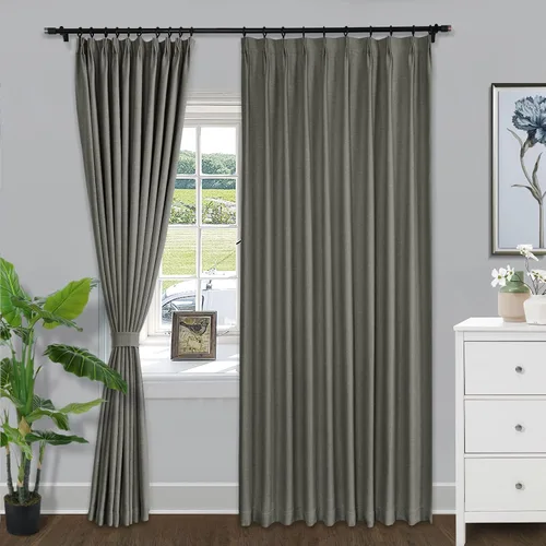 Vista 11 de Fcosie Cortinas opacas de lino de 63 pulgadas de largo, cortinas plisadas para barra transversal, cortinas con aislamiento térmico para comedor