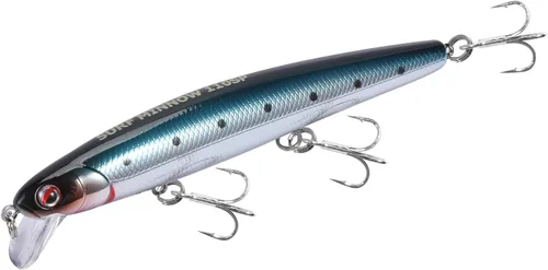 Vista 18 de LITTMA Señuelos de pesca de surf de California Señuelos de pesca de agua salada Jerkbait Crankbait Surf Minnow 110 - Sardina metálica Super Glow