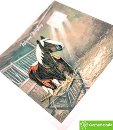 Vista 4 de A Horse's Quiet Moment - Tarjeta de felicitación 3D exclusiva dedicada hecha a mano, tarjeta de felicitación de diseño para cumpleaños, día de San