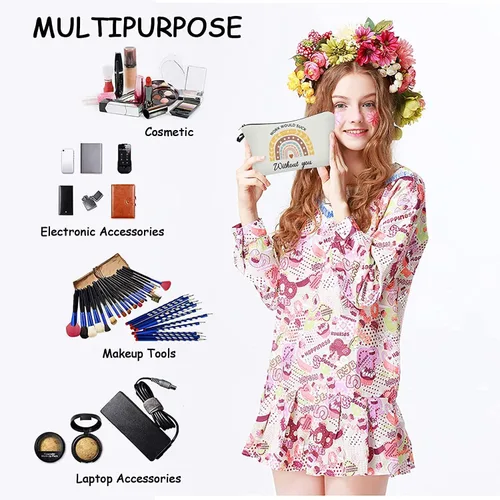 Vista 4 de Bolsa de maquillaje para bolso, bolsas de cosméticos para mujer, regalo inspirador para mujer, pequeña bolsa de cosméticos divertida, bolsa de viaje