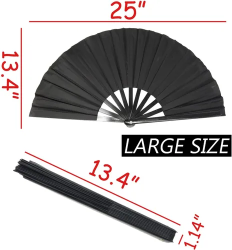 Vista 2 de TIHOOD 2 abanicos de mano de seda plegables grandes, fanáticos chinos de Tai Chi para hombres y mujeres, actuaciones, bailes, decoraciones