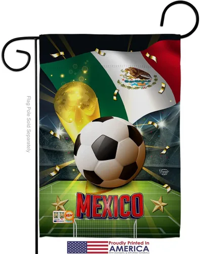 Vista 2 de Bandera de jardín de la Copa del Mundo de México, juego de fútbol, portería, pelota de fútbol, actividad física, pequeña, decorativa, regalo, patio