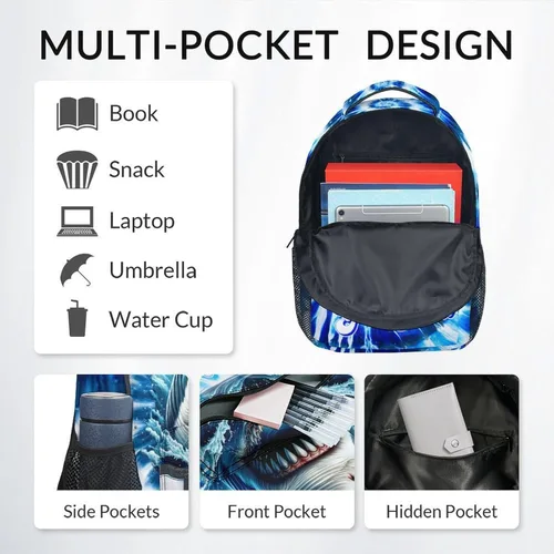 Vista 3 de UNIKITTY Mochila para niños con nombre personalizado, juego de 3 piezas con bolsa de almuerzo y estuche para lápices, bolsa escolar de 17 pulgadas
