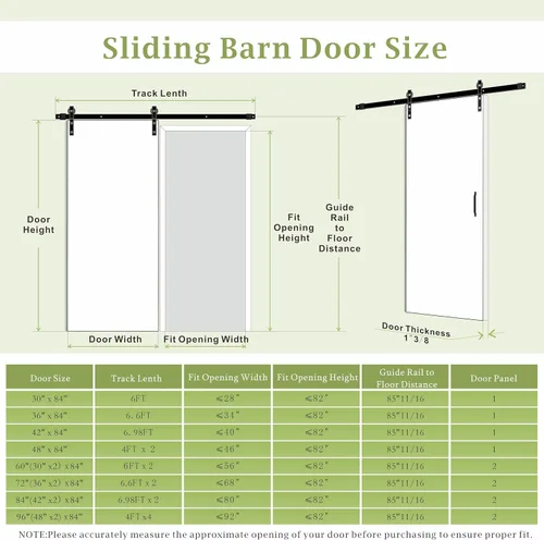 Vista 2 de BARNER HOME Puerta corrediza de granero de 30" x 84", puerta de granero estilo estante con kit de herrajes de 6 pies, hecha de MDF imprimado Negro