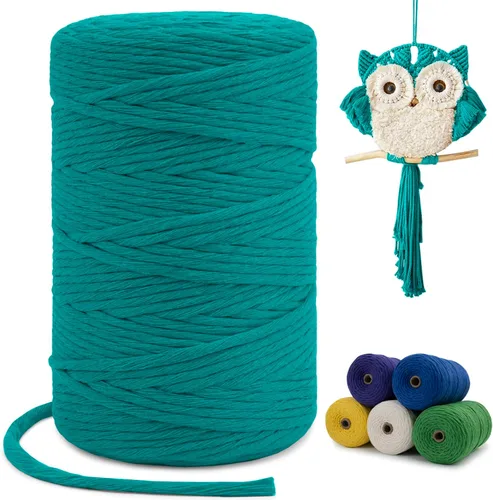 Vista 104 de Cuerda de macramé de una sola hebra de 0.197 in x 110 yardas, cuerda de macramé de algodón natural de 0.197 in, cuerda de algodón grueso para colgar