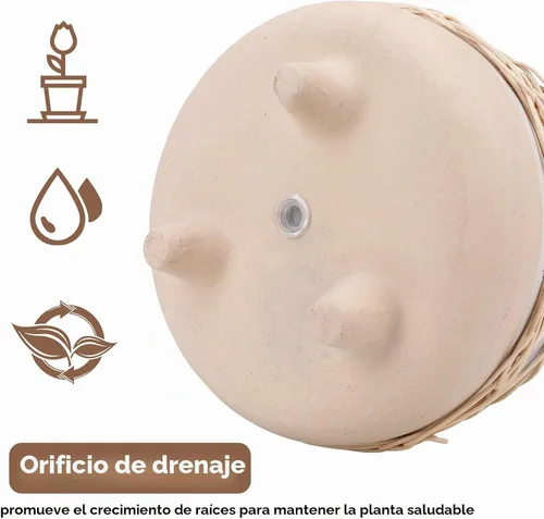 Vista 4 de Maceta de cerámica para plantas de interior y exterior, flor Marrón beige