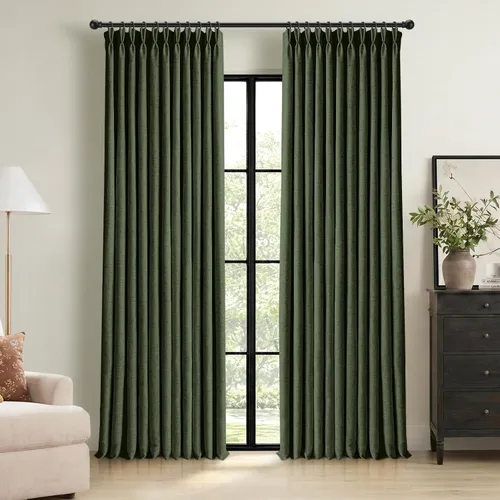 Vista 22 de CAPALOCA Cortinas extra de 60 pulgadas de ancho 100% opacas de 96 pulgadas Desnudo Natural