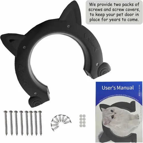 Vista 6 de Fhiny Puerta interior de puerta para gatos, puertas de gatitos de 7 pulgadas de diámetro sin solapa para pared, duradera y fácil de instalar, añade