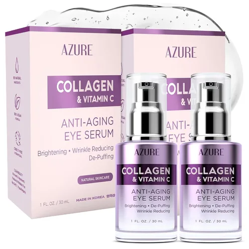Vista 7 de AZURE Suero hialurónico y colágeno antienvejecimiento para ojos, hidratante, reabastecedor y deshinchado, reduce arrugas, líneas finas y bolsas