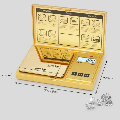 Vista 6 de iMotion Báscula digital de bolsillo 7.05 oz x 0.00 oz, báscula de joyería de alta precisión con pantalla LCD retroiluminada, función de tara