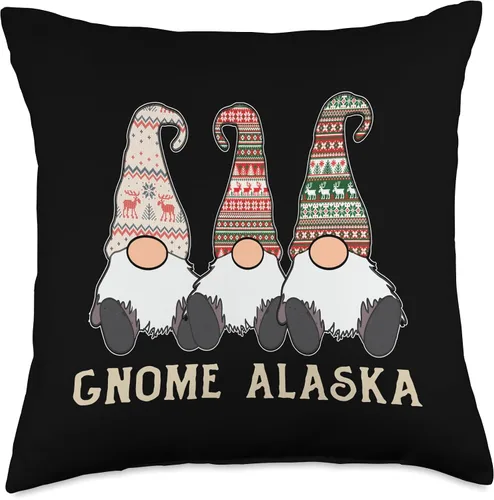 Vista 5 de Alasaka Emporium Nome Souvenir Gnome Alaska Pun - Almohada (16.0 x 16.0 in), multicolor