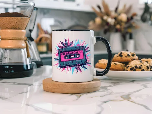Vista 5 de Taza de café divertida, diseño de cassette para amantes de la música retro, nostalgia musical de los años 80, taza única para músicos, taza