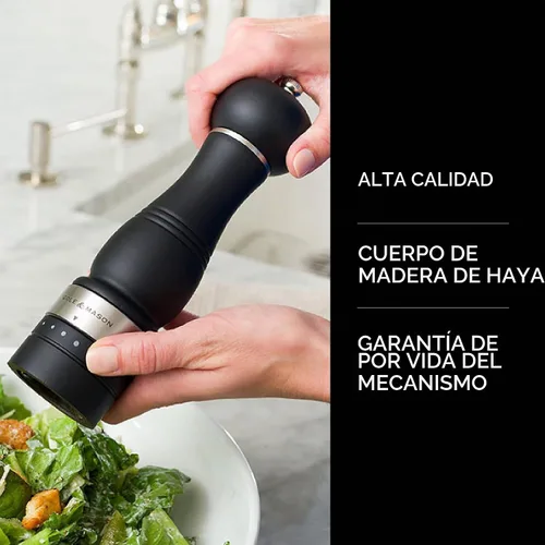 Vista 2 de COLE & MASON Ardingly - Molinillo de pimienta de madera, molino de madera que incluye mecanismo de precisión gourmet y granos de pimienta premium