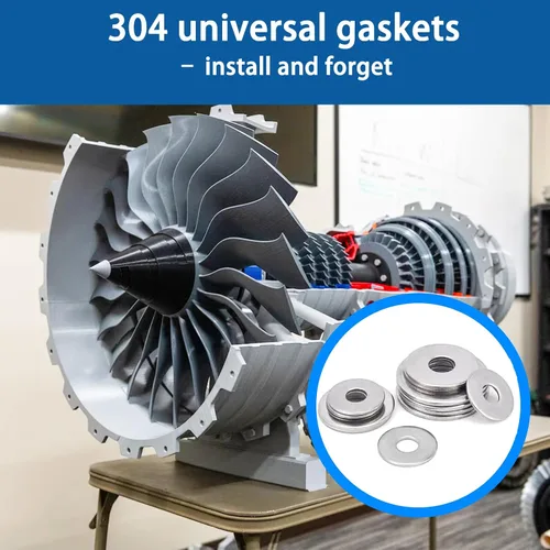 Vista 5 de Kit de 360 arandelas planas de acero inoxidable 304, 8 tamaños (M2-M10), espaciadores métricos, herrajes inoxidables