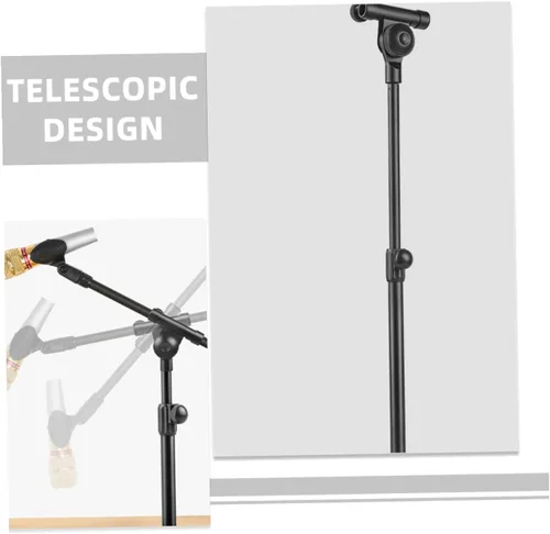 Vista 3 de ABOOFAN Brazo de poste de micrófono telescópico brazo de micrófono de metal portátil con adaptador de cabeza de tornillo para estudios de grabación