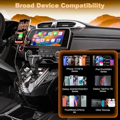 Vista 6 de Cable CarPlay en espiral USB A a USB C [2 unidades, 3 pies], cable retráctil retráctil para iPhone para automóvil, cable de carga rápida retráctil