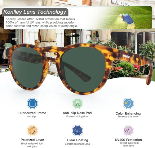 Vista 3 de Lentes de sol de ojo de gato, retro, vintage, antideslizantes, redondos, para hombres y mujeres, lentes polarizadosno polarizados, protección UV
