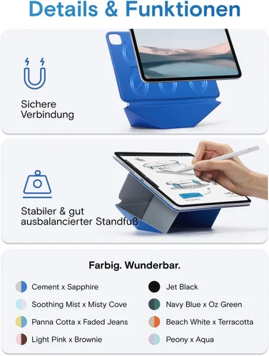 Vista 9 de MOFT Soporte dinámico para tablet compatible con iPad mini A17 Pro 2024 y iPad mini 6th A15 2021, funda magnética delgada para tablet con más de 20