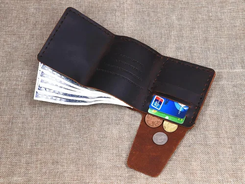 Vista 6 de ztellhim The Secret Life of Walter Mitty - Billetera de cuero genuino triple para hombre, billetera de cuero vintage hecha a mano para hombre, cuero