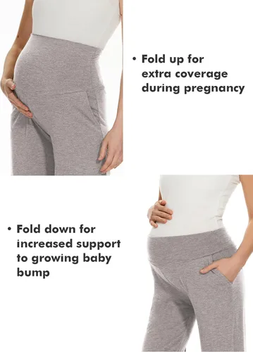 Vista 30 de Ecavus Pantalones de maternidad anchos y rectos para mujer, versátiles, cómodos, palazzo, elásticos, con bolsillos