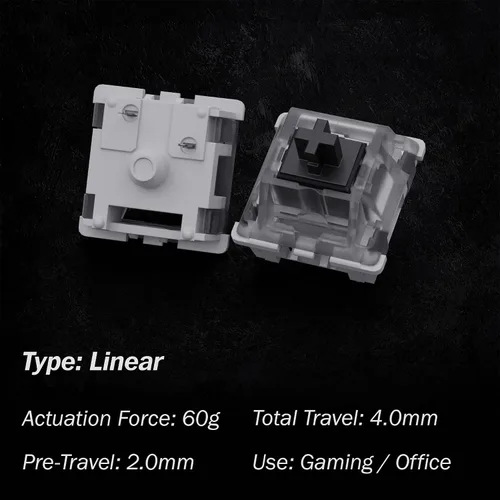 Vista 2 de Gateron KS-9 RGB Mecánico MX Tipo Interruptor de Llave - Parte superior transparente (65 piezas, Negro)
