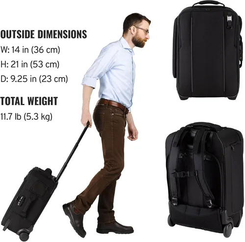 Vista 2 de Tenba Roadie - Funda híbrida con ruedas para cámaras y lentes DSLR y sin espejo, compatible con un portátil de 17 pulgadas, color negro (638-713)