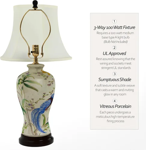 Vista 4 de Red Lantern - Lámpara de porcelana (29 pulgadas), floral, color blanco