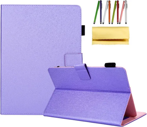 Vista 10 de Funda universal para tablet de 6.5 a 7.5 pulgadas, de piel sintética, funda protectora con ranuras para tarjetas y soporte para lápiz capacitivo