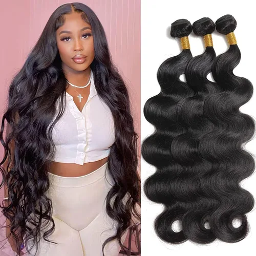 Vista 9 de Extensiones de cabello humano ondulado de 16, 18, 20, 22 pulgadas, grado 10A, extensiones de cabello humano ondulado 100% sin procesar, color negro