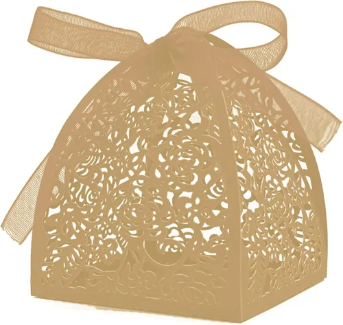 Vista 8 de Auto-plaza - 50 cajas de regalo de belleza cortadas con láser, cajas de dulces con cintas (verde)
