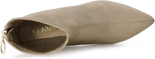 Vista 5 de Allegra K Botines de tacón grueso con cremallera y punta puntiaguda para mujer