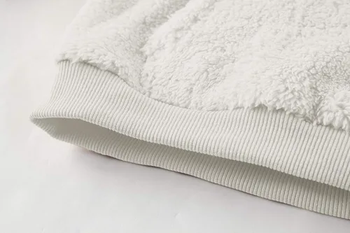 Vista 5 de Sudadera de sherpa con cuello redondo y bolsillo frontal para otoño e invierno