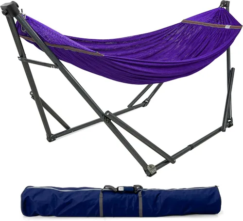 Vista 16 de Tranquillo Unity - Soporte de hamaca ajustable, plegable, para camping, con soporte, capacidad de 800 lbs, soporte de hamaca doble de acero para 2