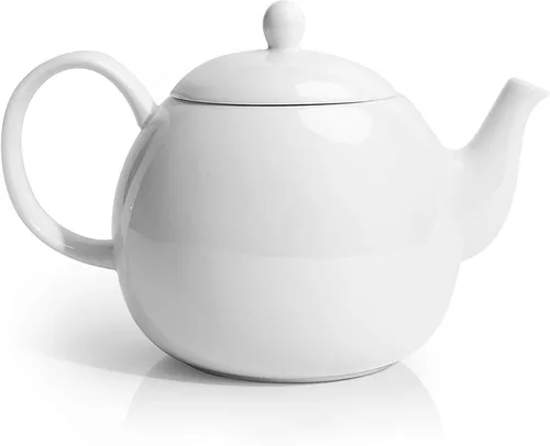 Vista 17 de Sweese Tetera de porcelana de 27 onzas con infusor para té de hojas sueltas, gris azulado